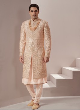 Anarkali Style Embroidered Sherwani For Wedding