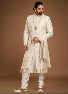 Anarkali Style Embroidered Sherwani For Wedding