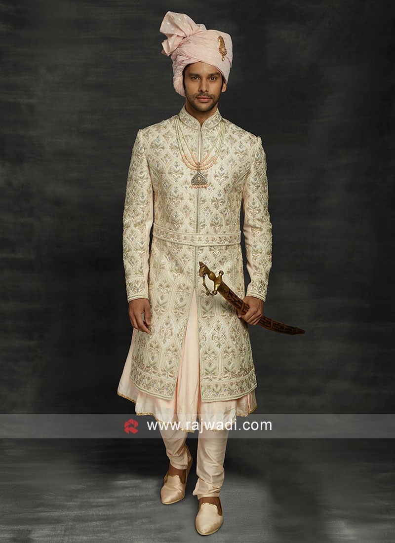 Golden Wedding Wear Sherwani at best price in New Delhi | ID: 24013871388