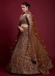 Elegant Brown Sequins Emebllished Net Lehenga Choli