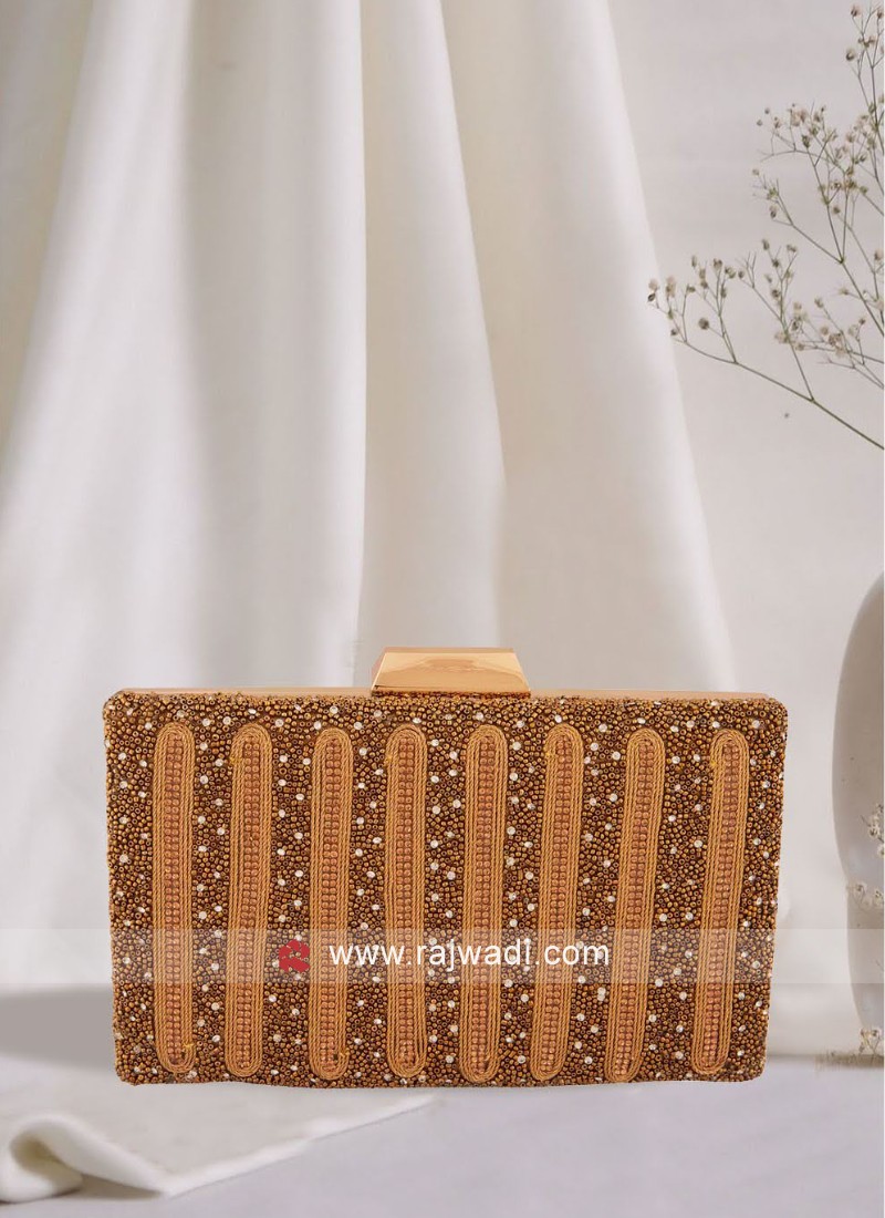 Golden Latest Stylo Bridal Clutch For Women 5002 – Galaxy Bags