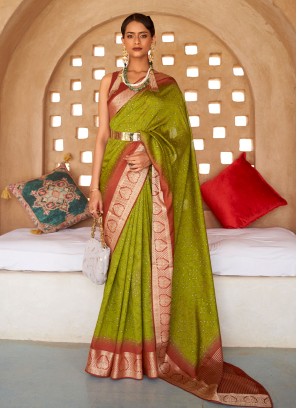 Appealing Bandhej Silk Traditional Saree