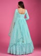 Aqua Blue Pure Georgette Anarkali Style Gown