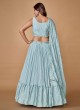 Aqua Blue Floral Embroidered Festive Lehenga Choli