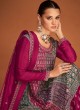 Multicolored Chinon Silk Embroidered Readymade Palazzo Salwar Kameez