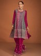 Multicolored Chinon Silk Embroidered Readymade Palazzo Salwar Kameez