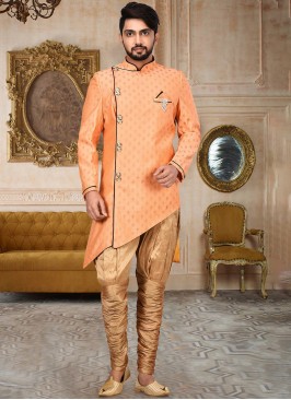 Art Jacquard Silk Indowestern Set For Men