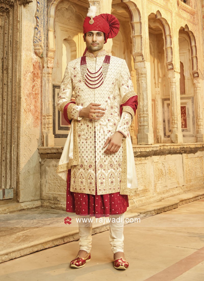 Art Silk Anarkali Style Groom Sherwani