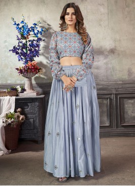 Art Silk Trendy Lehenga Choli in Light Sky Blue Color