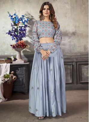 Art Silk Trendy Lehenga Choli in Light Sky Blue Color