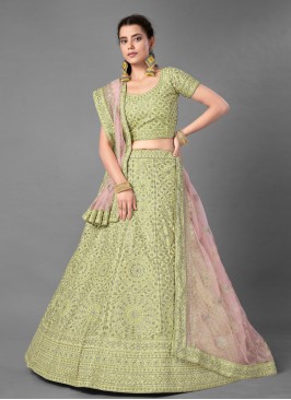 Art Silk Green Embroidered Bollywood Lehenga Choli