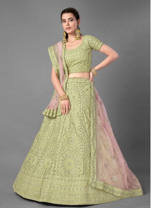 Art Silk Green Embroidered Bollywood Lehenga Choli