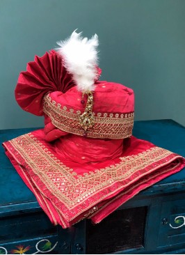 Art Silk Groom Wear Safa And Dupatta