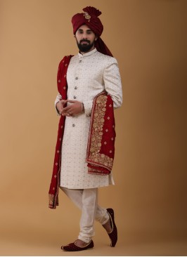 Art Silk Groom Wear Sherwani For Men