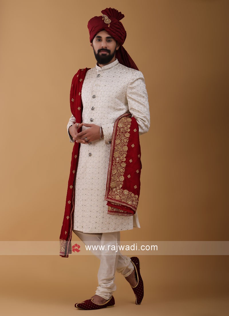 art silk groom wear sherwani for men 40875