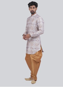 Art Silk Indowestern In Cream Color