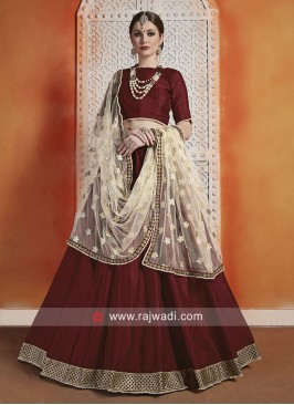 Art Silk Lehenga Choli in Maroon