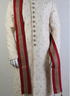 Art Silk Maroon Dupatta For Sherwani With Less