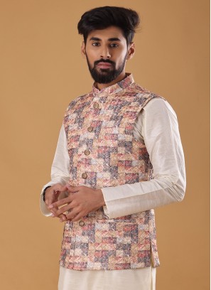 Art Silk Multi Nehru Jacket