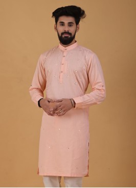 Art Silk Peach Color Kurta For Wedding