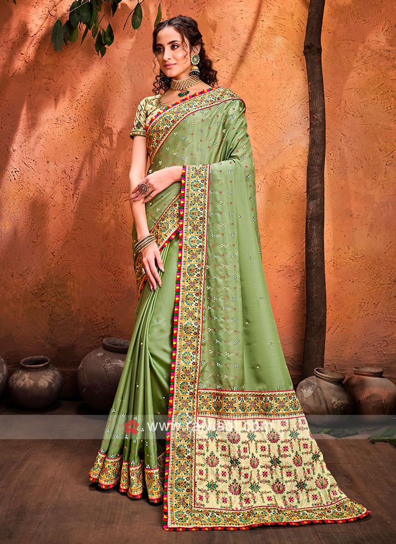 Buy online Women's Self Design Light Green Colored Saree With Blouse from  ethnic wear for Women by Banarasi Patola for ₹1719 at 67% off | 2024  Limeroad.com