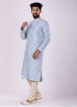 Art Silk Plastic Mirror Work Kurta Pajama