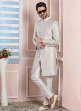 Art Silk Wedding Wear Indowestern For Men