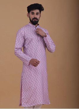 Art Silk Zig Zag Printed Kurta Pajama