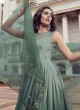 Trendy Green Chinon Embroidered Gown