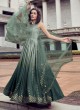 Trendy Green Chinon Embroidered Gown