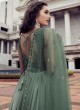 Trendy Green Chinon Embroidered Gown