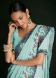 Turquoise Georgette Lucknowi Work Classic Saree