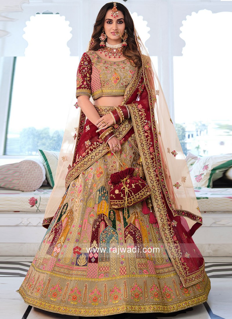 Off White Designer A Line Lehenga Choli