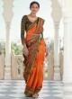 Aspiring Silk Orange Digital Print Printed Saree