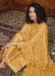Aspiring Yellow Embroidered Silk Designer Palazzo Suit