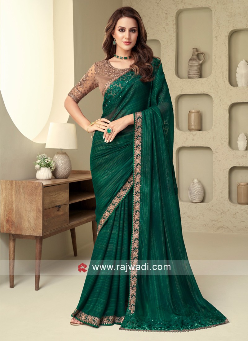 Beautiful Green Silk Contemporary Saree