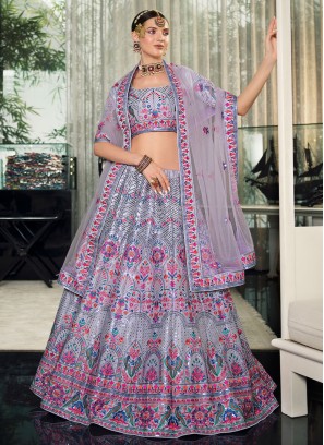 Astonishing Mauve Designer A Line Lehenga Choli