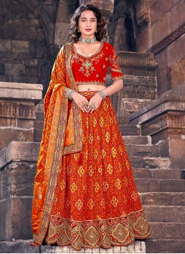 Traditional Red Banarasi Silk Wedding Lehenga Choli