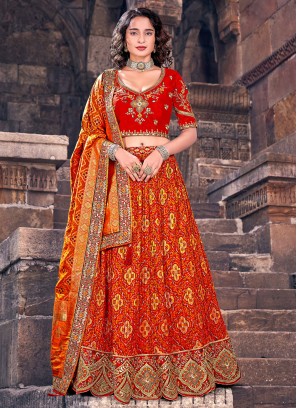 Traditional Red Banarasi Silk Wedding Lehenga Choli