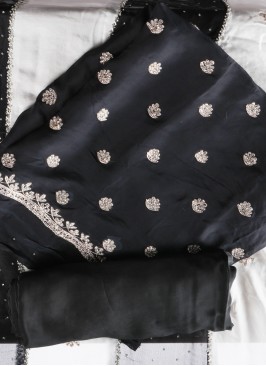 Attractive Black Dress Material In Crepe Fabric