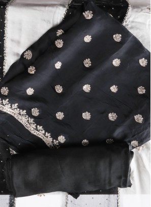 Attractive Black Dress Material In Crepe Fabric
