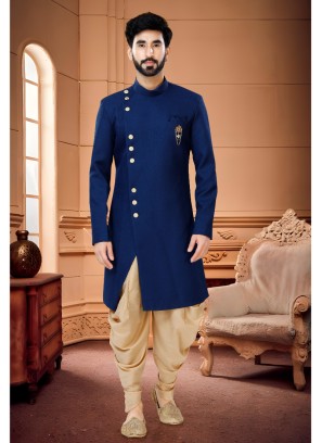 Attractive Blue Indowestern Set For Men