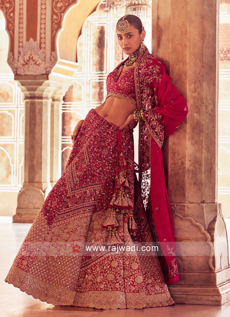 Elegant Embroidered Velvet Pink Bollywood Lehenga Choli