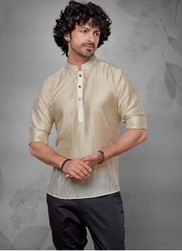 Attractive Cream Kurta In Cotton Silk