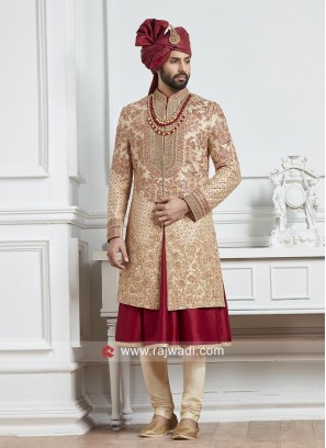 Attractive Heavy Embroidery work Silk Sherwani