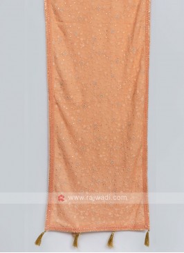 Attractive Light Orange Color Dupatta For Sherwani