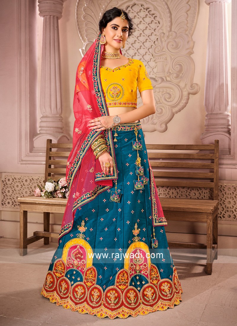 Rajwadi Silk Mustard Lehenga Choli LD01352260