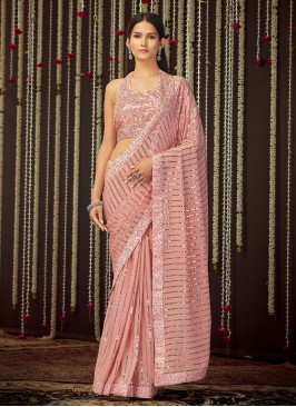 Auspicious Pink Art Silk Designer Contemporary Saree