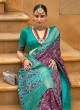 Stunning Purple and Turquoise Designer Patola Silk Saree