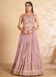 Awesome Sequins Georgette Mauve  Floor Length Gown